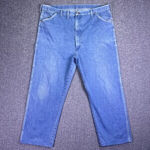 VTG 70s Blue Bell Jeans Mens 42x27 Blue Carpenter Workwear USA Talon Zip Denim